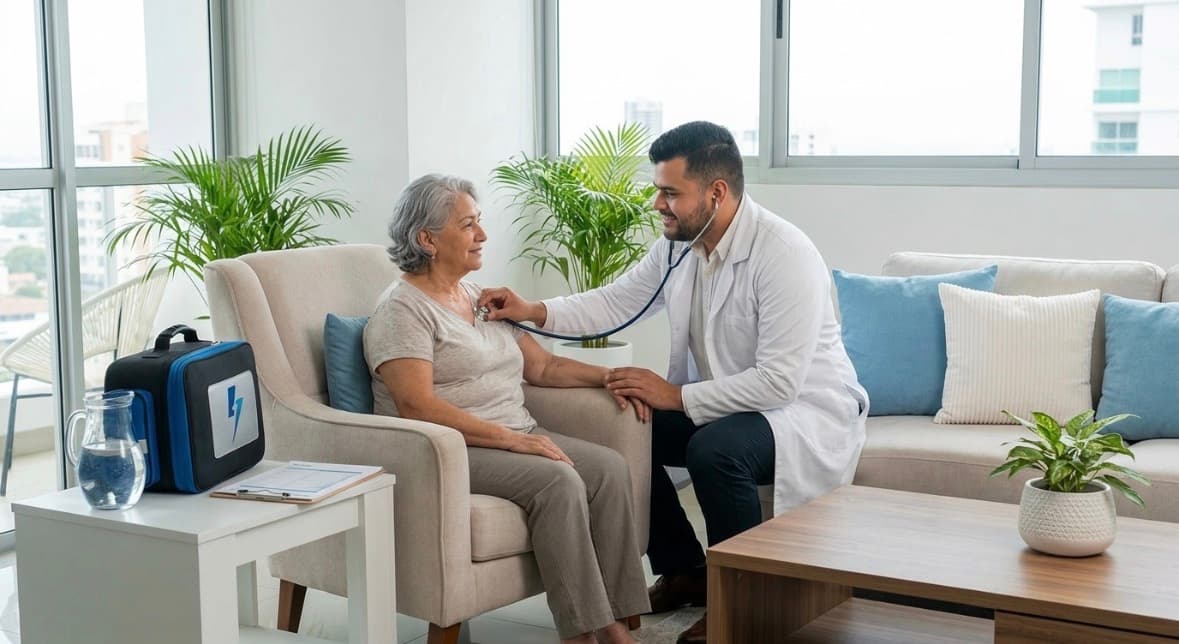 Doctor de FlashMed en consulta médica a domicilio en Quito